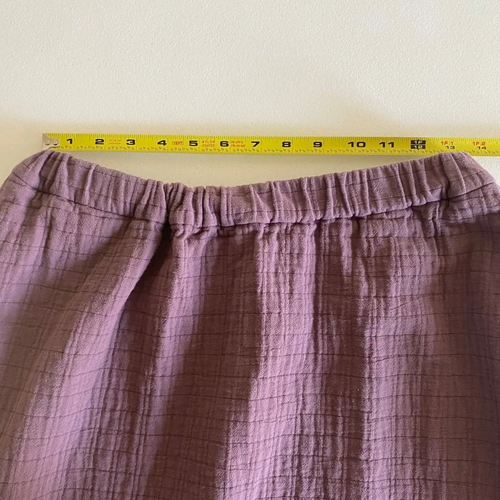 Madewell Cotton Quilted A-line Midi Skirt Small Mauve Elastic Waist Pockets - Picture 8 of 9